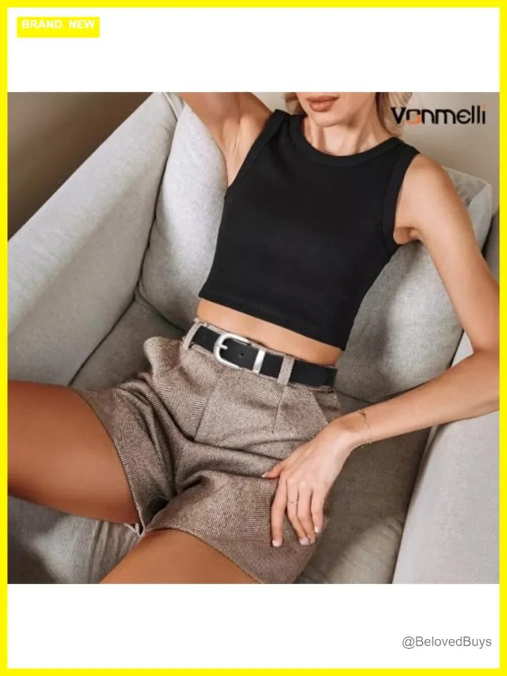 Faux Leather Women's Belt with Silver/Gold Buckle, Adjustable, Casual